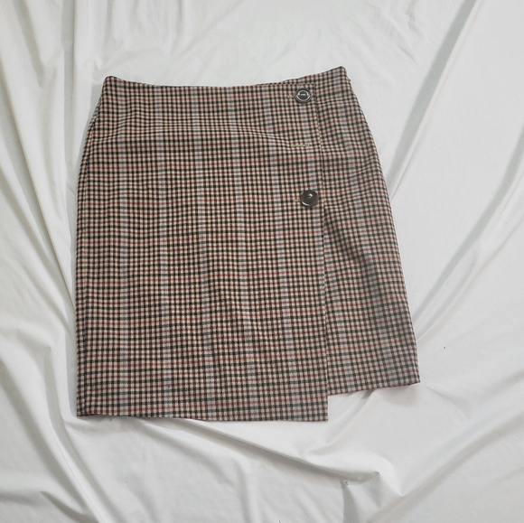 Ann Taylor Factory Plaid Faux Wrap Skirt - Picture 1 of 4
